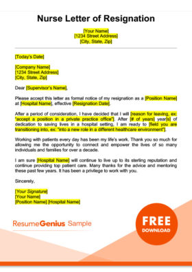 free sample of resignation letters